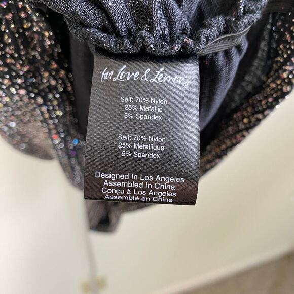 FOR LOVE & LEMONS Margaux Dress Size S Metallic Black Sparkle Bodycon Party Fun - Picture 14 of 16